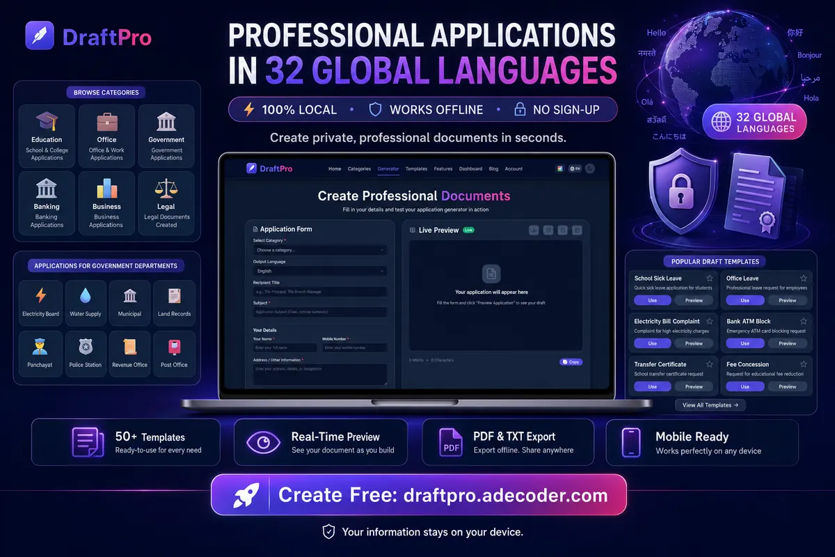 DraftPro professional application generator